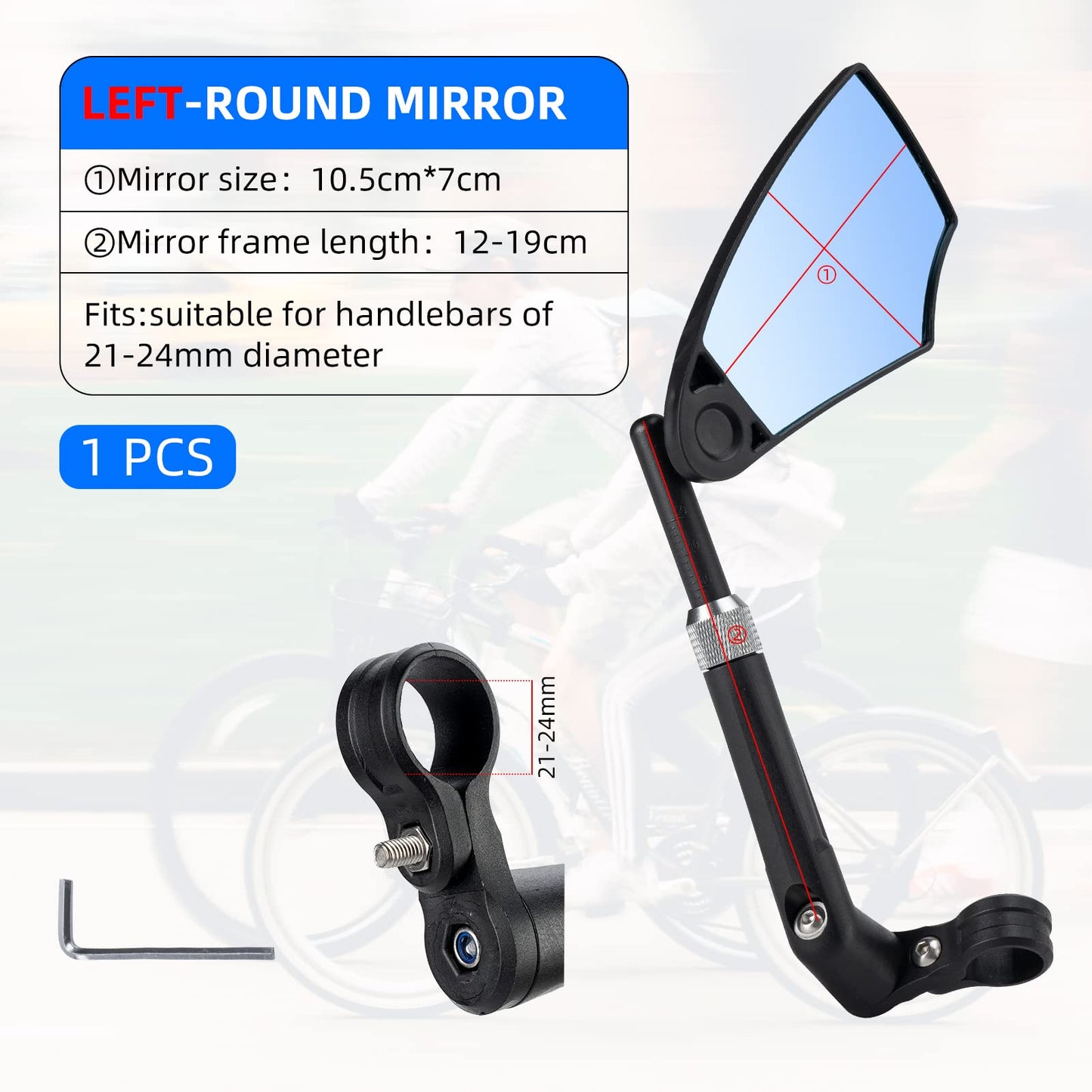 ROCKBROS 360° Adjustable Handlebar Bike Mirror with Anti-Glare Glass