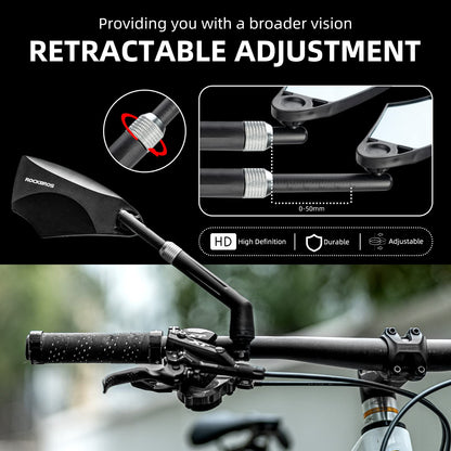 ROCKBROS 360° Adjustable Handlebar Bike Mirror with Anti-Glare Glass