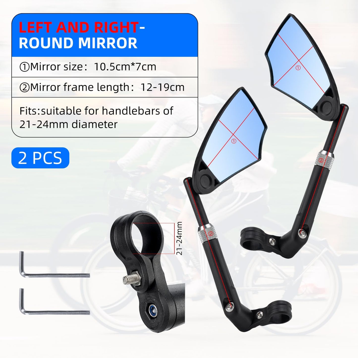 ROCKBROS 360° Adjustable Handlebar Bike Mirror with Anti-Glare Glass