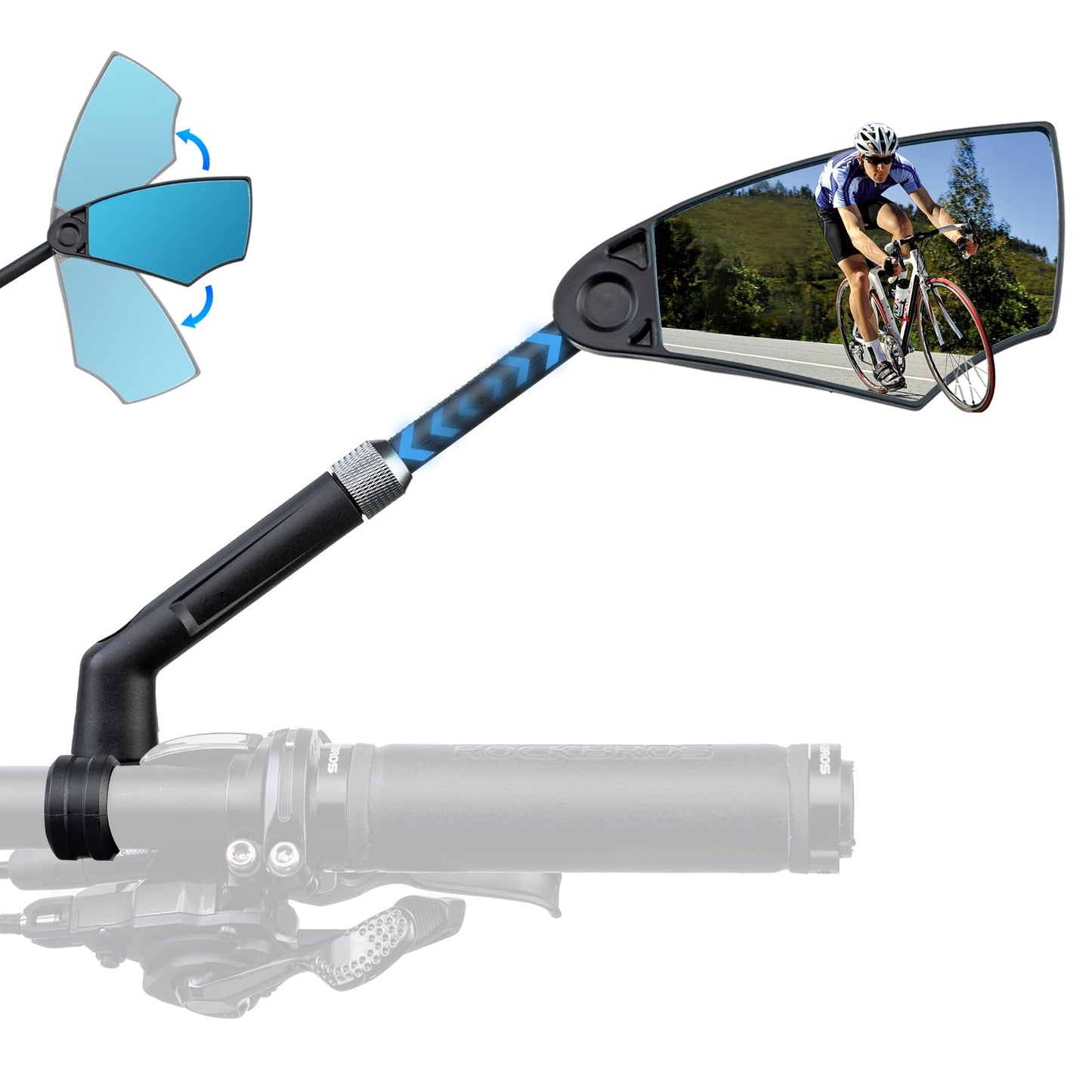ROCKBROS 360° Adjustable Handlebar Bike Mirror with Anti-Glare Glass