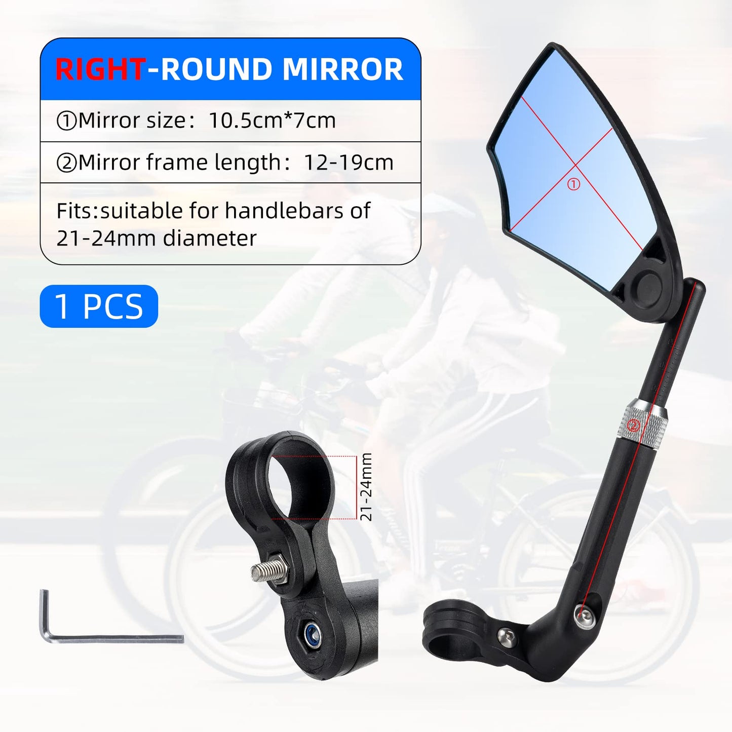 ROCKBROS 360° Adjustable Handlebar Bike Mirror with Anti-Glare Glass