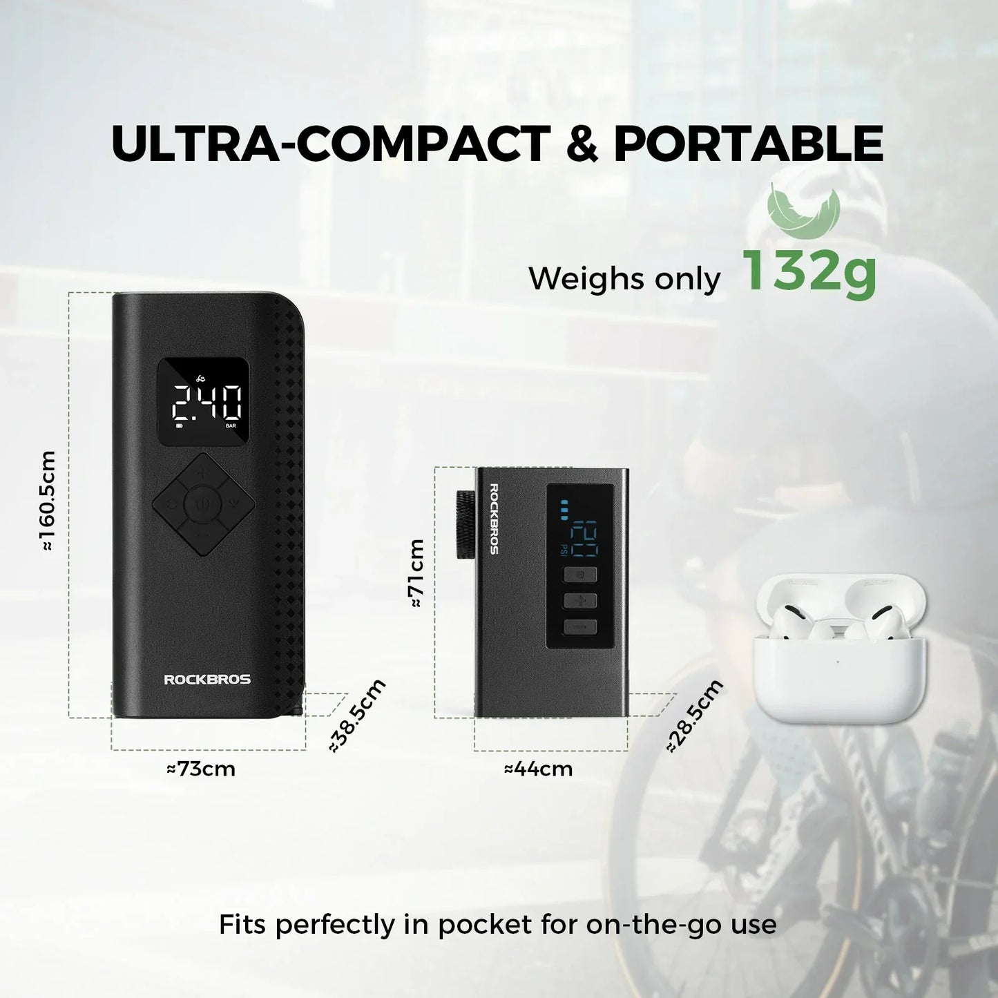 PRO Mini Electric Bike Pump with Gauge