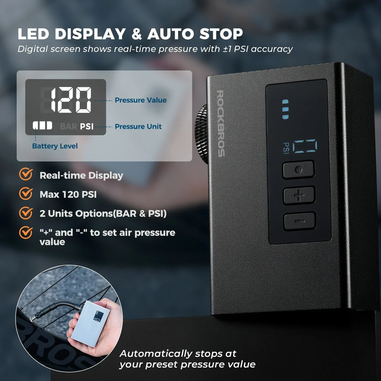 PRO Mini Electric Bike Pump with Gauge
